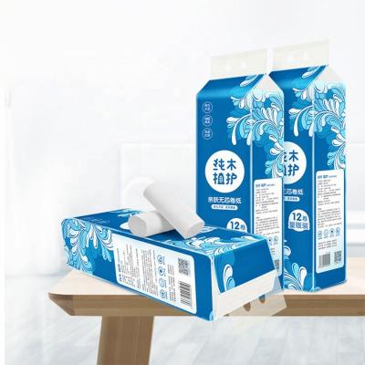 China Coreless Soft White Tissue Tissue Tissue Paper Home Tissue Roll Home Tissue Paper High Quality Blank Wooden Toilet Paper for sale