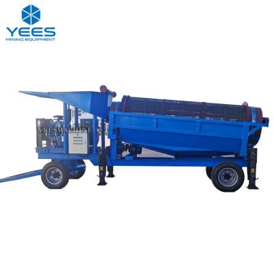 China Alluvial gold diamond/gemstone washing high efficiency mobile trommel gold washing machine at Ghana alluvial gold ore processing plant for sale