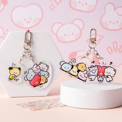 China Promotion Gift Wholesale Kpop Idol Merch Bangtan Boys BT21 Minini Plastic Keychain Decorative Key Chain for sale