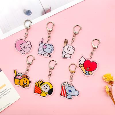 China Promotion Gift Wholesale Kpop Idol Merch BT21 Baby Acrylic Plastic Keychain Key Chain for sale