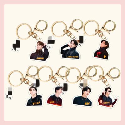 China Promotion Gift Wholesale Kpop Idol Merch Bangtan Boys Hold Up To Come Again Stage Key Chain Acrylic Plastic Keychain for sale