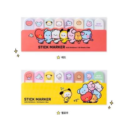 China Wholesale Merch BTS Memo Pad Group Idol Notepads Kpop Note Sticker Sticky Marker BT21 for sale