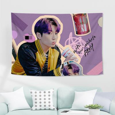 China Idol Group Merch Bangtan Boys Traditional Wholesale Deco Kit Digital Printing Hanging Cloth Wall Tapestry for sale