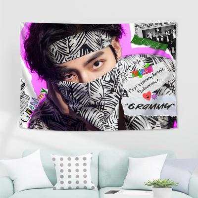 China 2022 Merch Bangtan Digital Traditional Wholesale Boy Group Idol 9th ​​Anniversary Festa Printing Fabric Wall Hanging Tapestry for sale