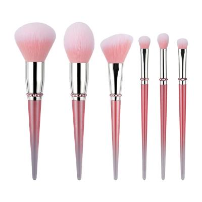 China HCS 6pcs Pink Grip Soft Dense Synthetic Foundation Makeupup Cosmetic Tool Pink Pincel De Maquiagem Blending Gradient Pink Pro Plastic Kit for sale