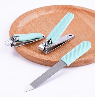 China HCS Durable Baby Adult Silicone Handle Three Pieces Nail Clipper Manicure Scissors Manicure Set Tool Nail Clippers for sale