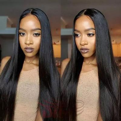 Cina HCS Natural Fit Long Straight Black Wig Synthetic Hair Wig With Bangs Long Bangs Burgundy Red Rose Ombre Blonde Hair Wigs For Women in vendita