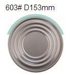 China 603# 153mm tin or aluminum round bottom lids for powder,tuna can, easy open end for sale