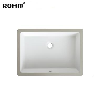 China Eco-friendly 1U202 Rectangular Under Counter Basin Bathroom Wash Basin Modern Design Ceramic White Sink zu verkaufen