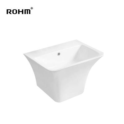 중국 Hot Sale R-WH008 Bathroom Basin Modern Design Sanitary Sink Wall-Hung Eco-Friendly Wall-Mounted Ceramic Sink Hand Wash Basin 판매용