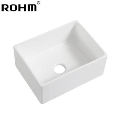 Κίνα Handmade Apron Tidy Front Sink Farmhouse Sinks Kitchen Eco-friendly Ceramic Basin Sink Kitchen FC-2418 προς πώληση