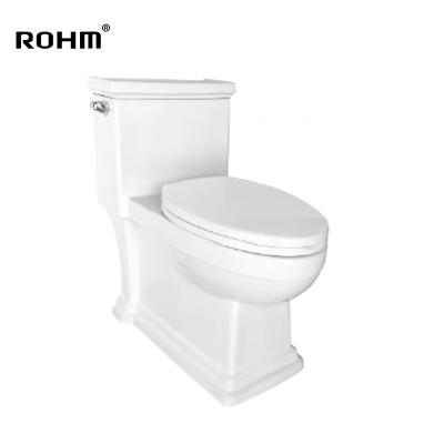 Cina Modern Design OVS-2183 High Quality One-Piece Bathroom Toilet Eco-friendly Siphonic Toilet Stocked Ceramic Sanitary Ware in vendita