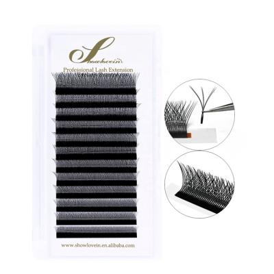 China W Lash Showlovein Private Label Crisscross W Shape 3D Effect Natural Looking Clover Lashes Eyelash Extensions W Fluffy Different Strands for sale