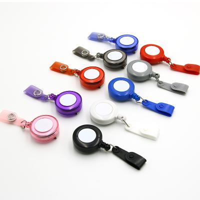 China Custom Plastic Retractable ID/Metal Badge Reel Clip Lanyard Holder with ID Card Key Chain Badge Holder for Promotion for sale