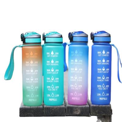 China Tritan Sports Gym 1000ml Bottle Sustainable Outdoor Custom Motivational Time Marker Reusable Water Bottle With Straw for sale