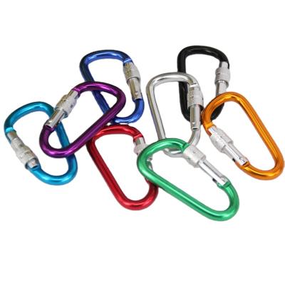 China Aluminum Carabiner Hanging Lock 7CM High Quality Durable Quickdraw Carabiner Clasp Buckle Elevating Carabiner With Slide Lock for sale