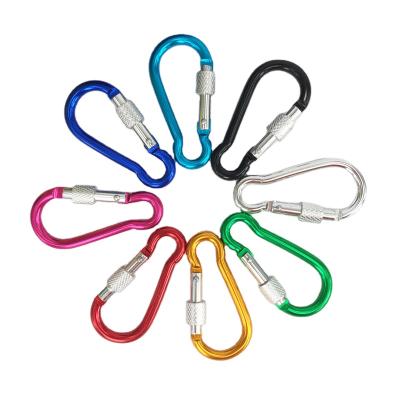 China Amazon Durable Outdoor Use 60MM Safety Locking Round Aluminum Carabiner Ring Hiking Bag Swivel Snaps Spring Clips For Camping for sale