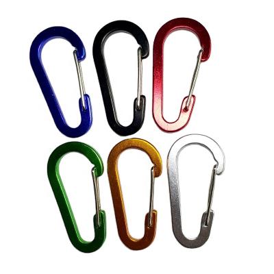 China Durable 62mm Carabiner Colorful D-Shaped Aluminum Hook Cut Key Chain Upright Carabiner For Outdoor Camping Hiking for sale