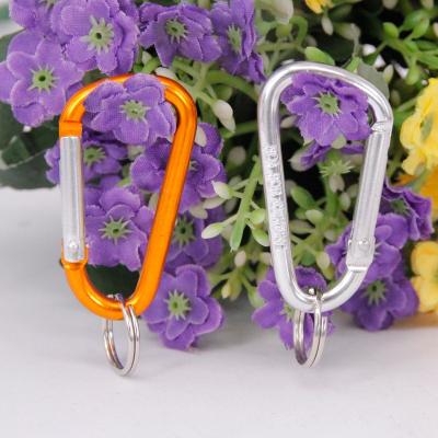 China Durable Customized Aluminum Small Color Carabiner Key Chain Snap Lock Tool D Shape Climbing Carabiner Hook With Key Ring for sale