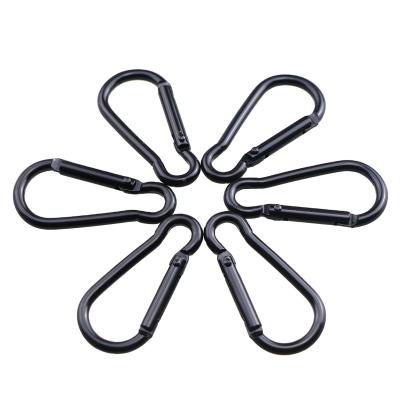 China Customized Durable Small Spring 5# Black Aluminum S-Shaped Carabiner Snap Hook Climbing For Bags & Water Bottle & Toy & Keychain for sale