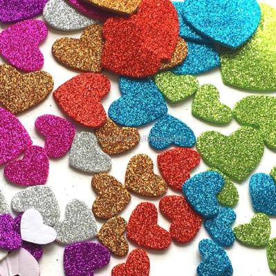 China Decorative Sticker Glitter Colorful Heart For DIY Craft Glitter EVA Foam Stickers for sale