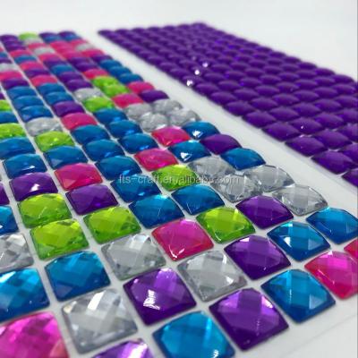 China Decorative Sticker Kids Open Crystal Sticker and Gem Stickers Decorative and Large Square Rhinestone Sticker for sale