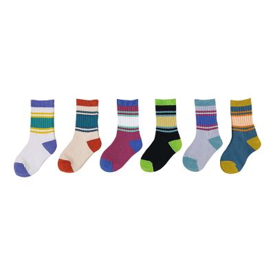 China Antibacterial Striped Cute Cotton Socks Kids Girls Designer Socks for sale