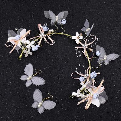 China Fashional Pretty Lady Bride Hair Accessories Crystal Earrings Sets Headband Wedding Hair Comb Evening Hair Piece for sale