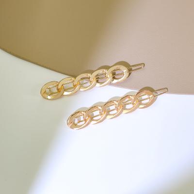 China Fashion Ins Style Minimalist New Metal Hair Clip Gold Color Chain Grace Hair Clip For Women Hair Clip for sale