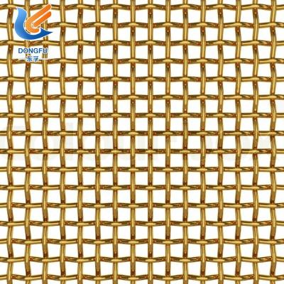 China Decorative Plain Weave Gold Color Metal Wire Mesh For Glass for sale