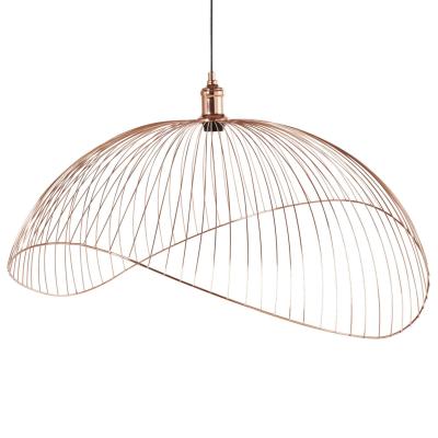 China Contemporary Style Home Decor Metal Wire Frame Hanging Light Pendant Lamp Shade In Living Room Bedroom Hallway for sale