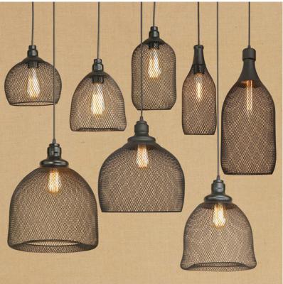 China Retro Post-modern Industrial American Style Iron Wire Mesh Cage Hanging Lamp Pendant Lights for Bar Living Room Dining Room Restaurant Loft for sale