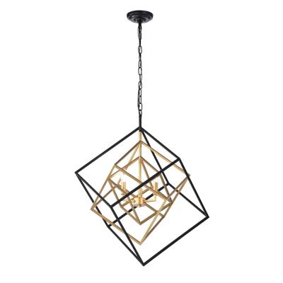 China Wire Lights Cubed Square Ceiling Vintage Metal 3 Pendant Light Chandelier For Living Room Bar Restaurant Corridor for sale