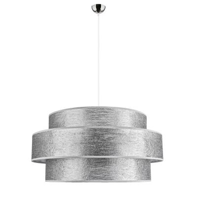 China Modern Wholesale Nordic Single Drum Fabric Pendant Lamp Silver Hanging Light For Dining Room Bedroom Home Decor for sale