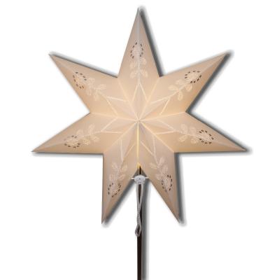 China Christmas Paper Decor Cut White Star Paper Lampshade Mini Table Lamp for sale