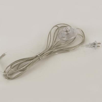 China Transparent Home Appliance PVC 3.5 Meters Cable 2 Pin Plug Lamp Cable With 317 Switch Floor Lamp Flat Power Cord for sale