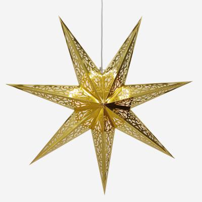 China Hot Sale Hollow Out Folk Art Christmas Decoration Provided Christmas Star Lanterns Hanging Paper for sale