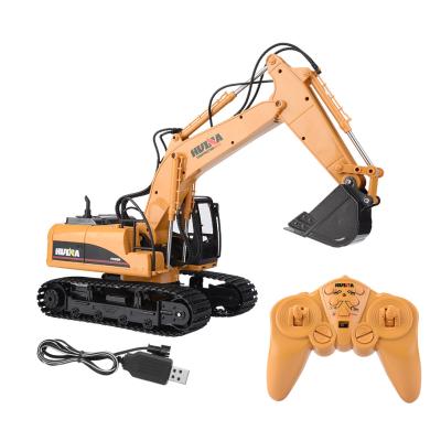 China RC Excavator Model HUINA1550 15CH 1/14 Remote Control Excavator Truck 680 Degree Rotation Construction Vehicle Toy Gift with Light for sale