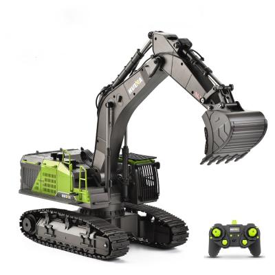 China RC Model HUINA 1:14 RC Excavator 22CH Rotation Alloy Green RC Truck Remote Control Toys 1593 Screw Drive Dual Track Engineering Vehicle for sale