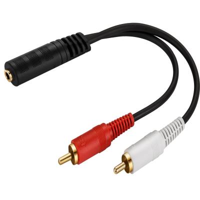 China CEKOTECH Car Factory Wholesale 24K Gold Plated 3.5mm Stereo Female To Male 2RCA Audio Splitter Extension Cable For Car iPhone MP3 for sale