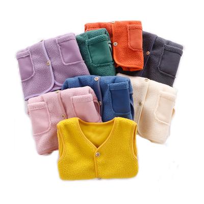 China Sustainable Warm Sale Eco-Friendly Sleeveless Solid Winter Kids Clothes Jackets Kids Outwear Cozy Fleece Vest for sale