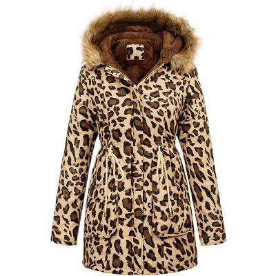 China 2021 Lady Fur Collar Cotton China winter custom women's outdoor fashion clothing leopard copy waterproof new down parka jackets coats for sale