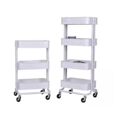 China Durable 3tier Trolley Rolling Storage Cart Shelves With Colorful Handles Trolley for sale