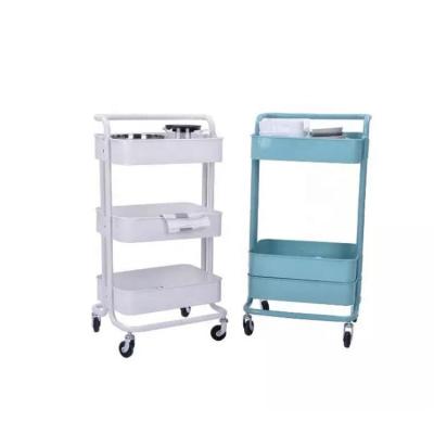 China Durable Metal 3-Tier Storage Utility Cart Rolling Shelves With Handles Trolley Bathroom for sale