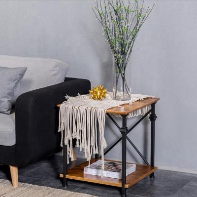 China Eco-friendly Farmhouse Industrial Wooden Cafe Furniture Living Room Bedroom Tables Metal Side Leg for sale