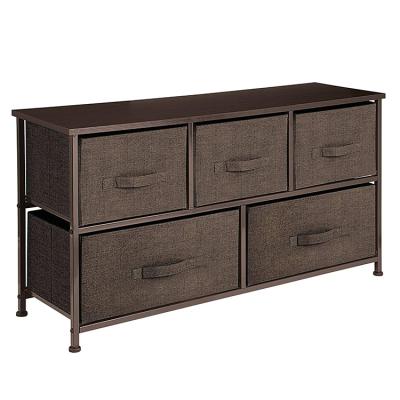 China Viable Manufacturing Dresser Storage Tower Pull Fabric Vertical Drawers 5 Fabric Drawers for Bedroom Home for sale