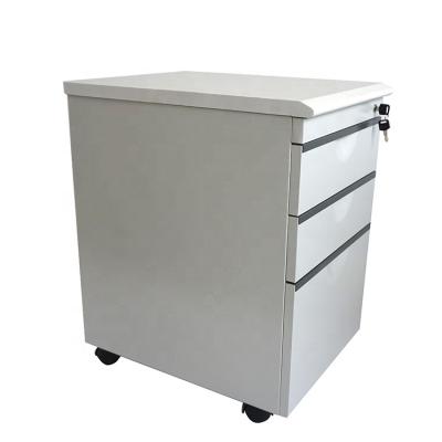 China Office Use Metal 3 Drawers Legal Working Mobile File Cabinet Eco - Friendly With Wheels for sale