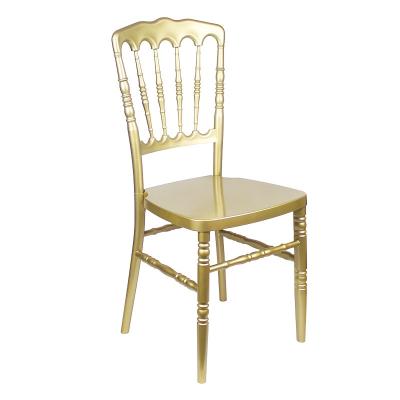 China Knock Down Gold Color Minimalist Package Event Napoleon Chair Transparent Wedding Plastic Chair For Sale for sale