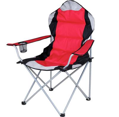 China Modern high quality outdoor foldable soft fabric camping steel chair with coffee cup holder for sale