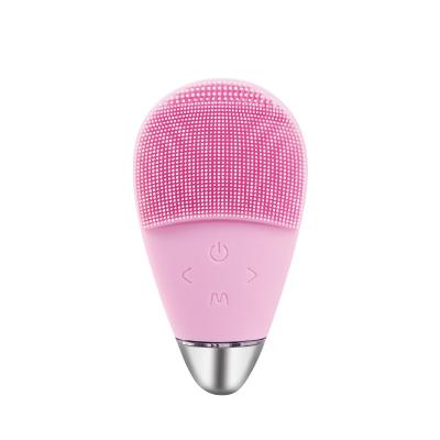 China Exfoliators Beauty Facial Instrument Vibration Cleaner Silicone Face Wash Brush Electric Waterproof Face Wash Brush for sale